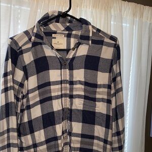 Navy and White Plaid Men's Shirt